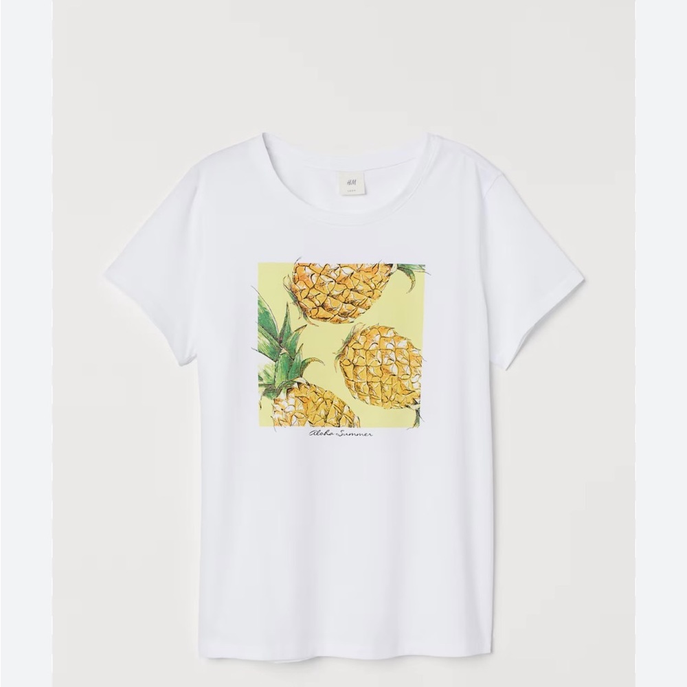 🆕H&M PINEAPPLE GRAPHIC PRINTED T-SHIRT “ALOHA SUMMER”